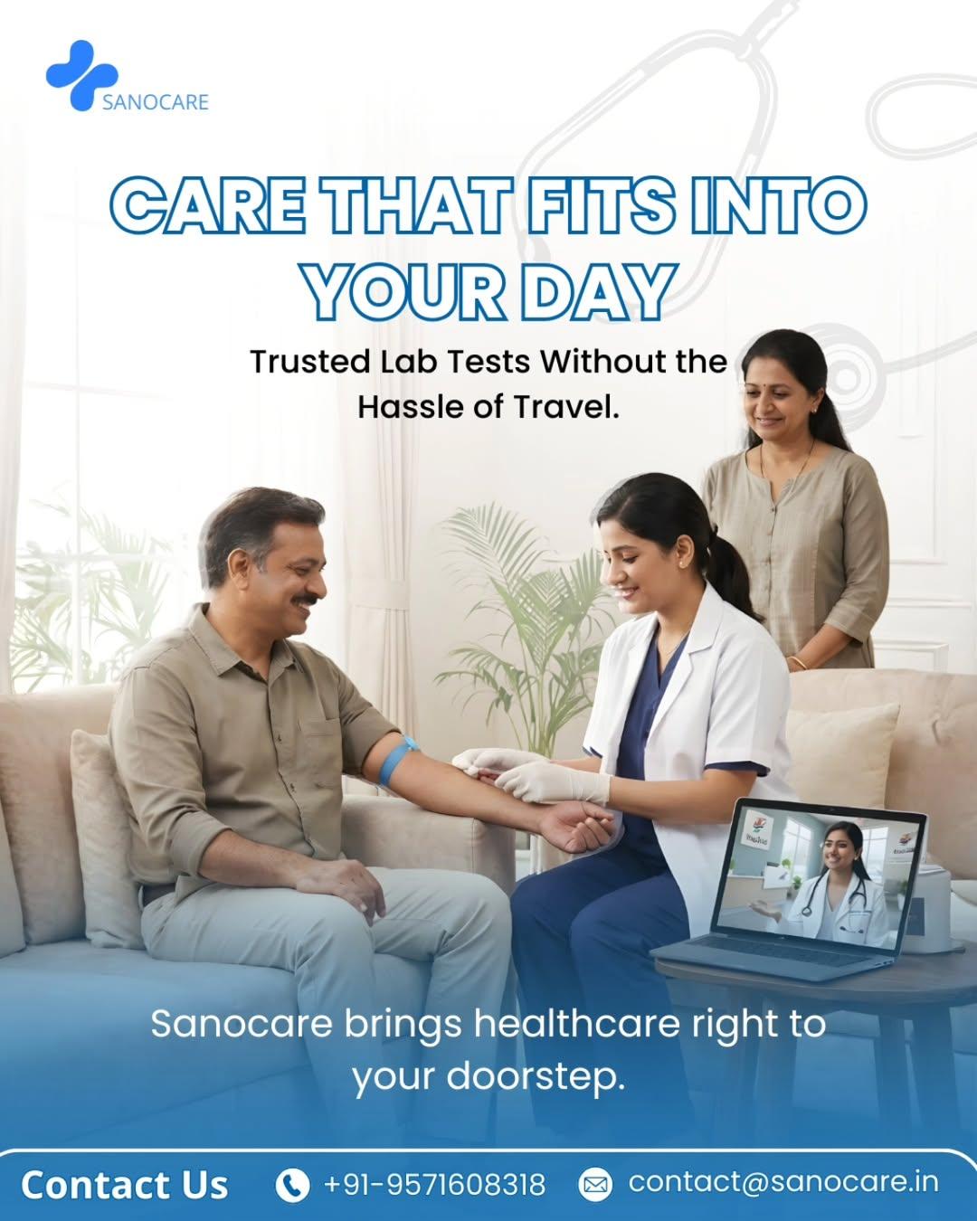 Sanocare conducting a trusted lab test at the patient's home